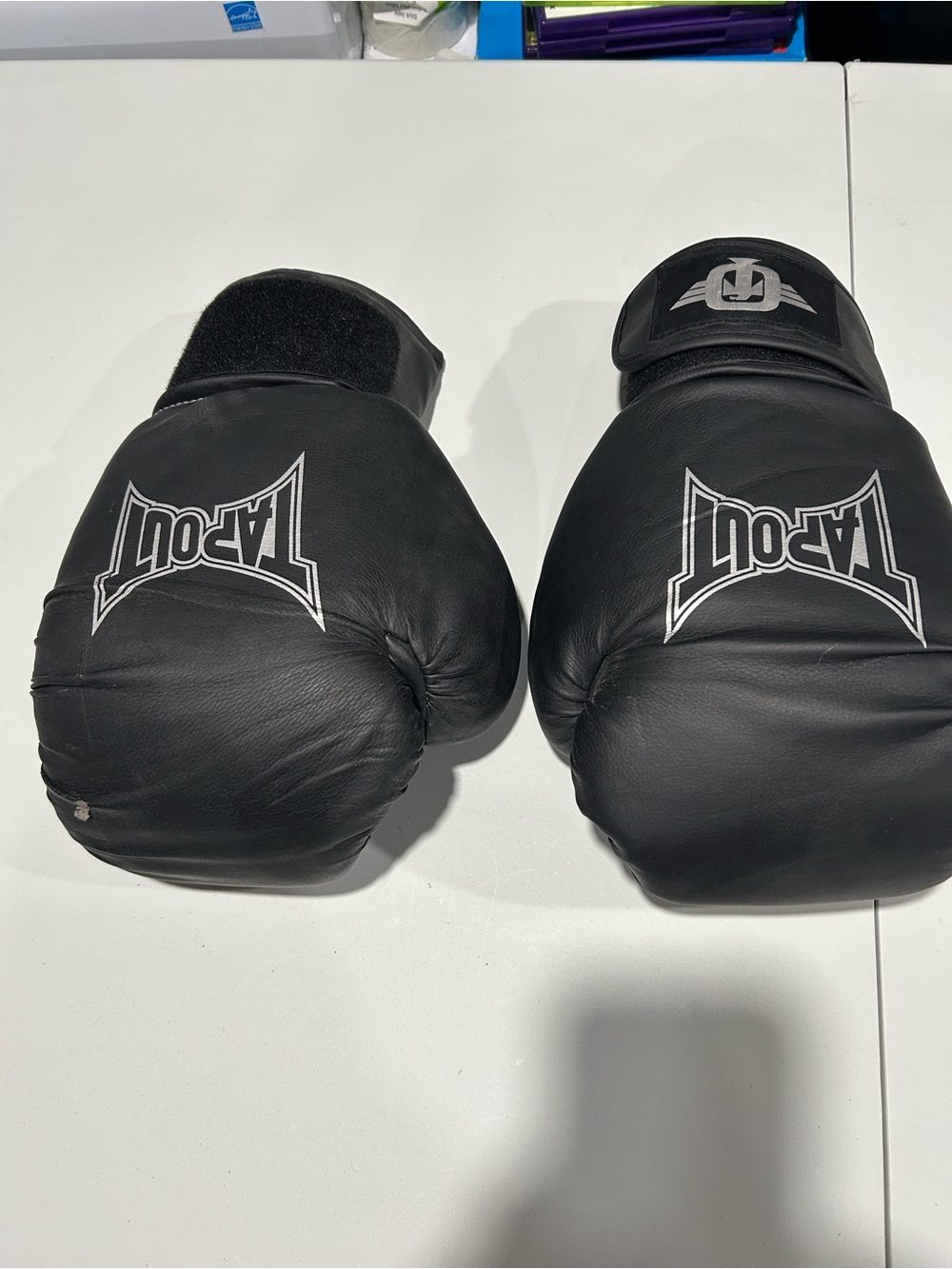 Tapout Black Boxing Gloves with White Logo